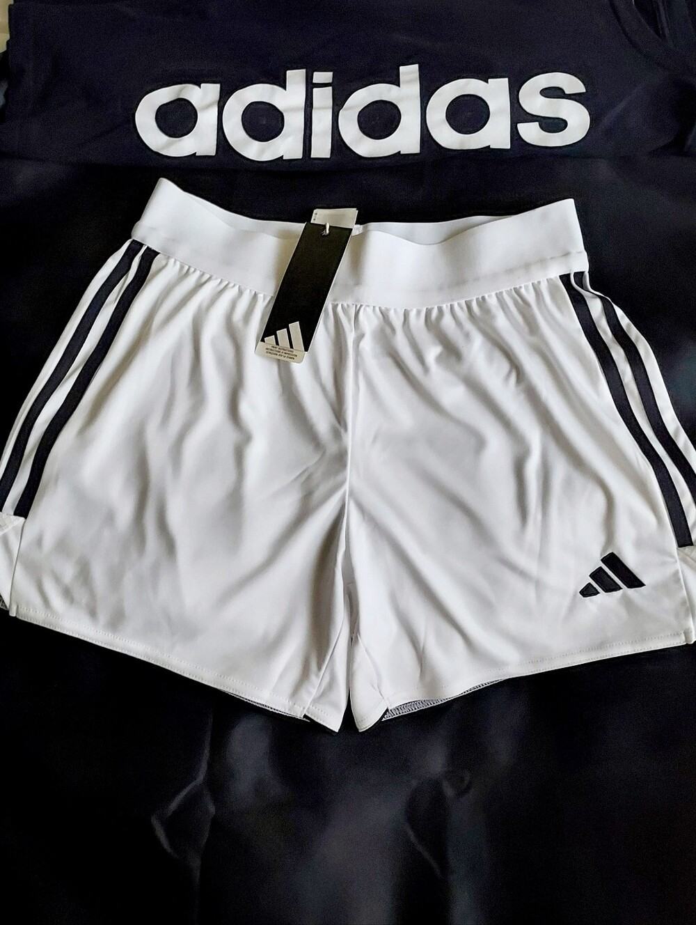 Adidas Women’s White Athletic Running Shorts with Black Stripes - Picture 5 of 5